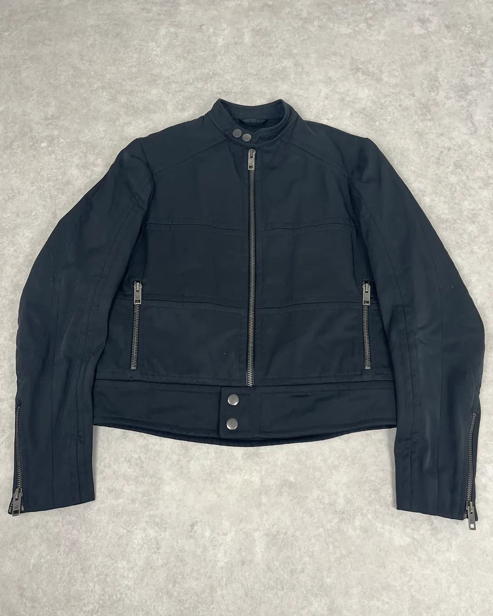 SS2004 Gucci Black Minimalist Nylon Biker Jacket EdFOEcR 0