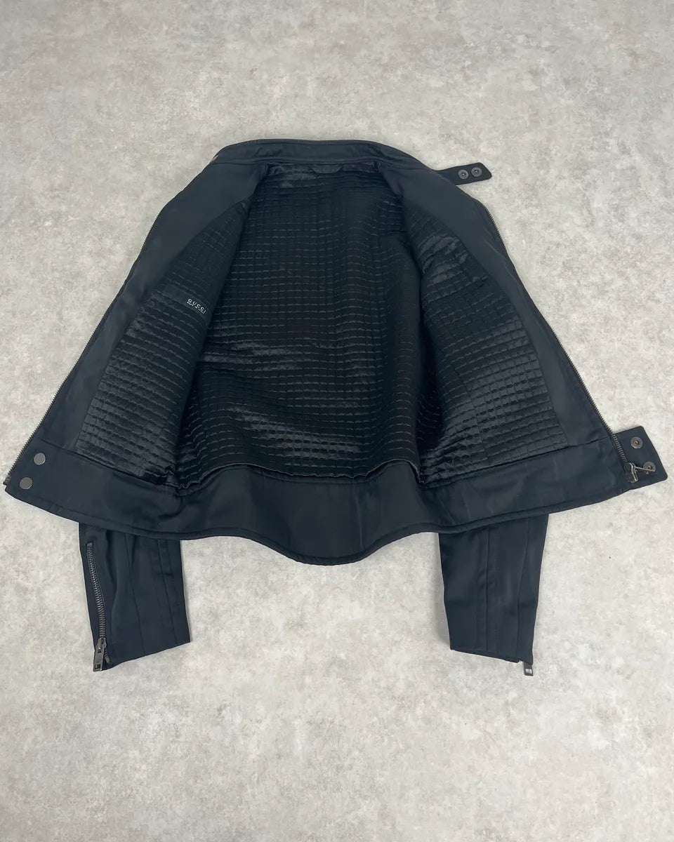 SS2004 Gucci Black Minimalist Nylon Biker Jacket EdFOEcR 8