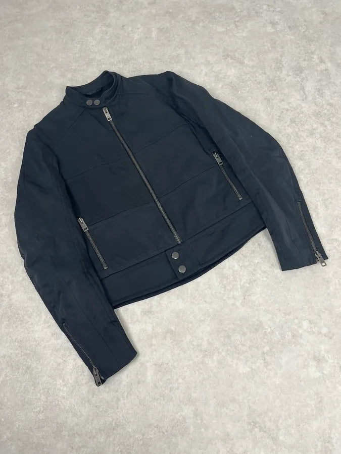 SS2004 Gucci Black Minimalist Nylon Biker Jacket EdFOEcR 3
