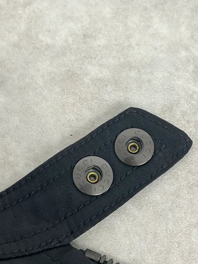 SS2004 Gucci Black Minimalist Nylon Biker Jacket EdFOEcR 10