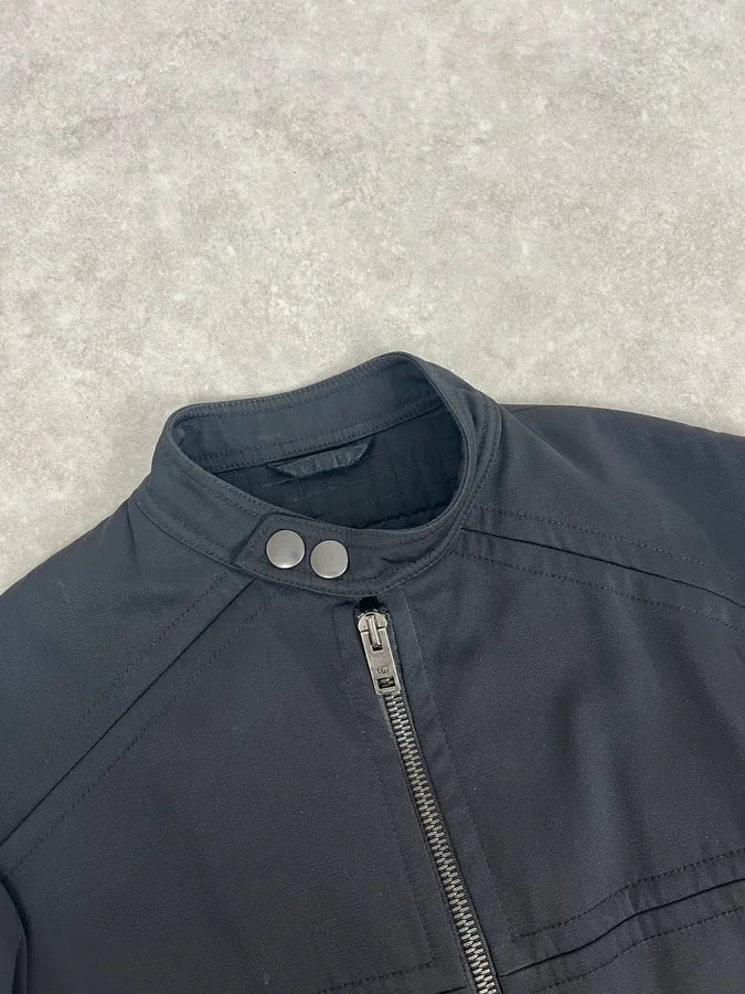 SS2004 Gucci Black Minimalist Nylon Biker Jacket EdFOEcR 4