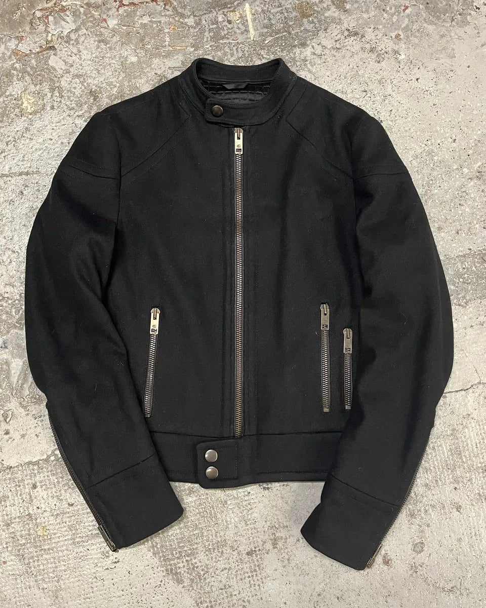 SS2004 Gucci Black Wool Multi Zips Biker Jacket by Tom Ford PhvNWrL 0