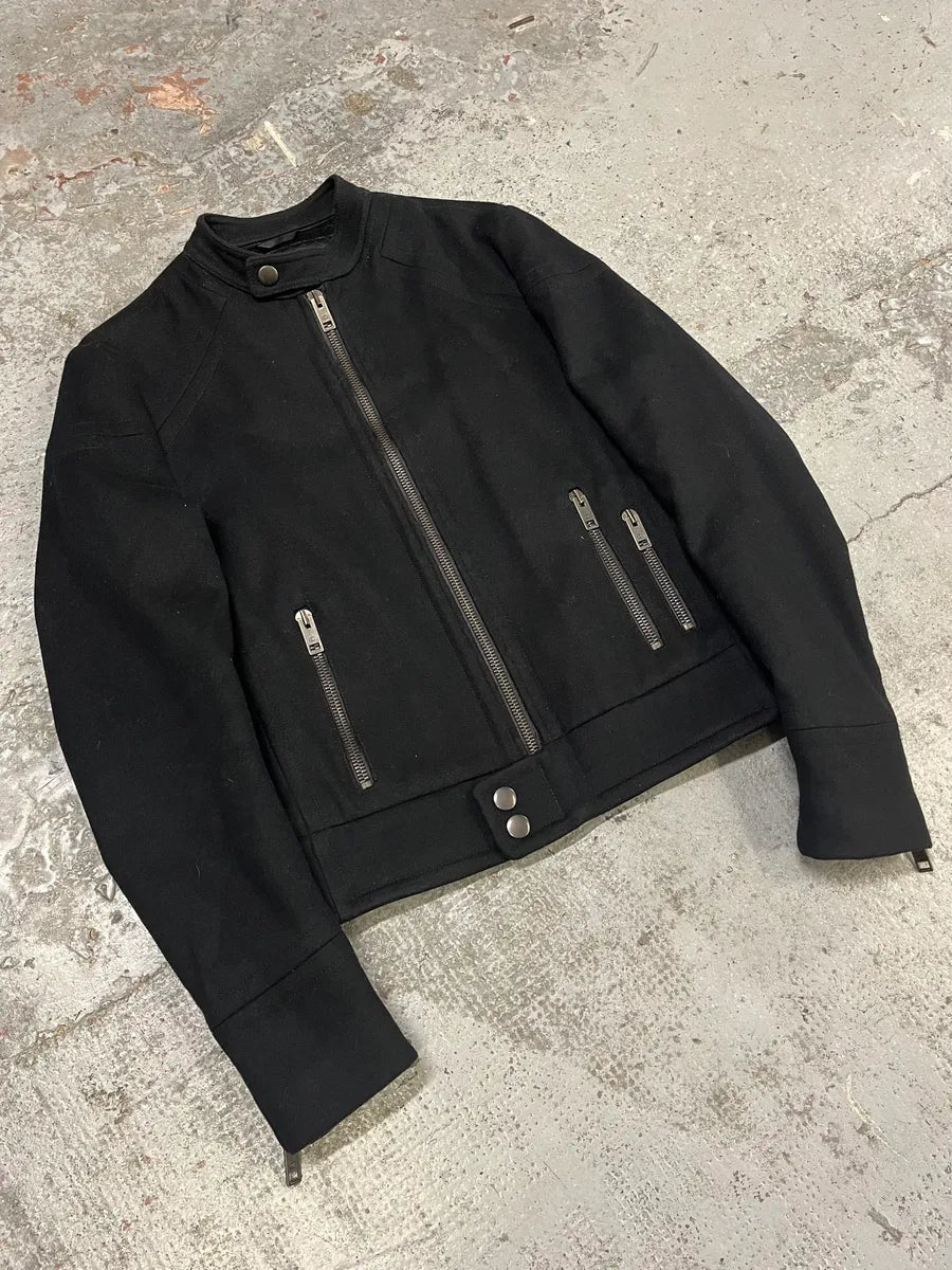 SS2004 Gucci Black Wool Multi Zips Biker Jacket by Tom Ford PhvNWrL 3