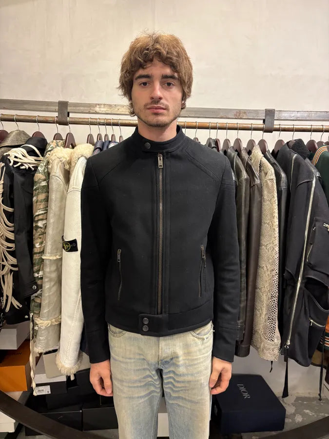 SS2004 Gucci Black Wool Multi Zips Biker Jacket by Tom Ford PhvNWrL 1