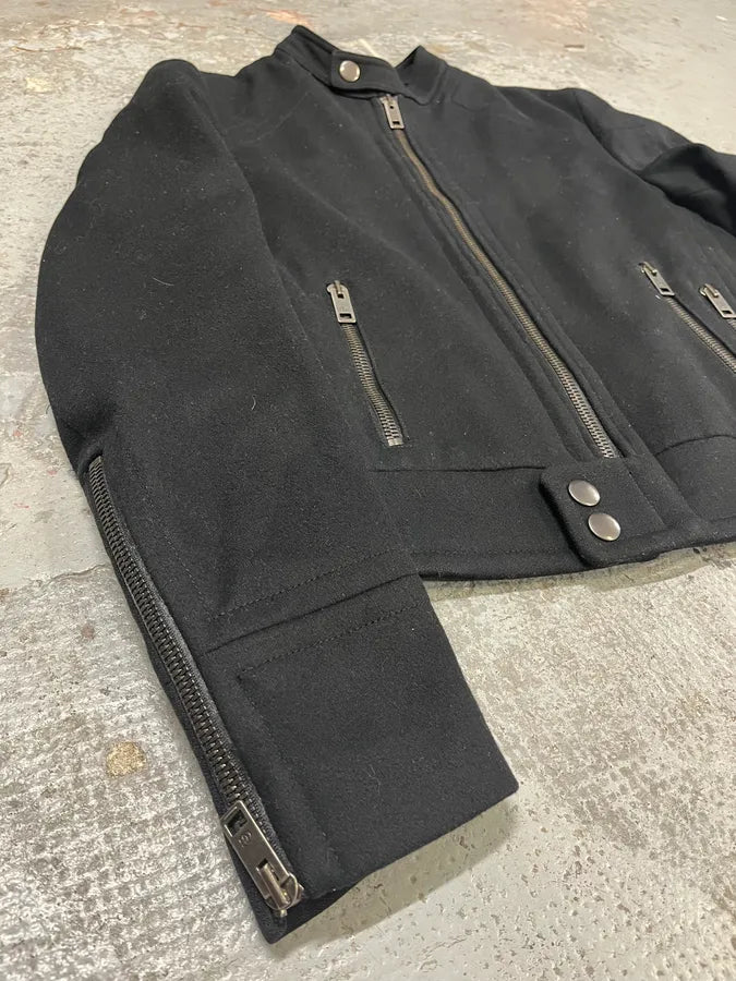 SS2004 Gucci Black Wool Multi Zips Biker Jacket by Tom Ford PhvNWrL 4