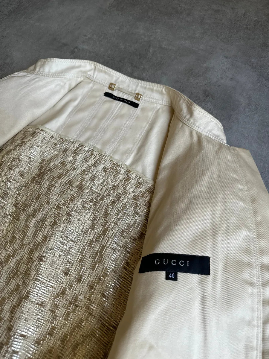 SS2004 Gucci by Tom Ford Beige Nude Gabardine Jacket LOnqsMC 11