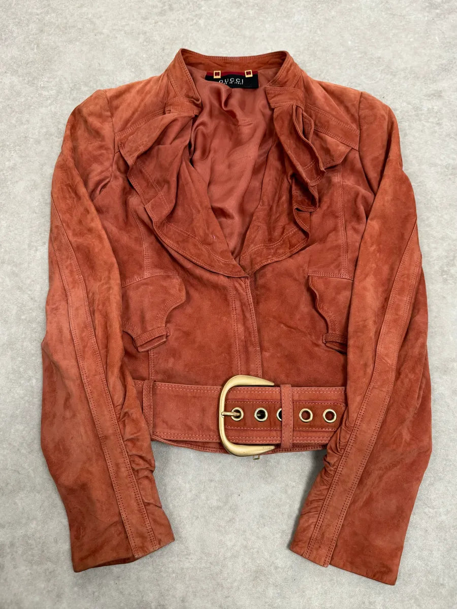 SS2004 Gucci Pink Suede Leather Jacket by Tom Ford XSjXTkJ 0