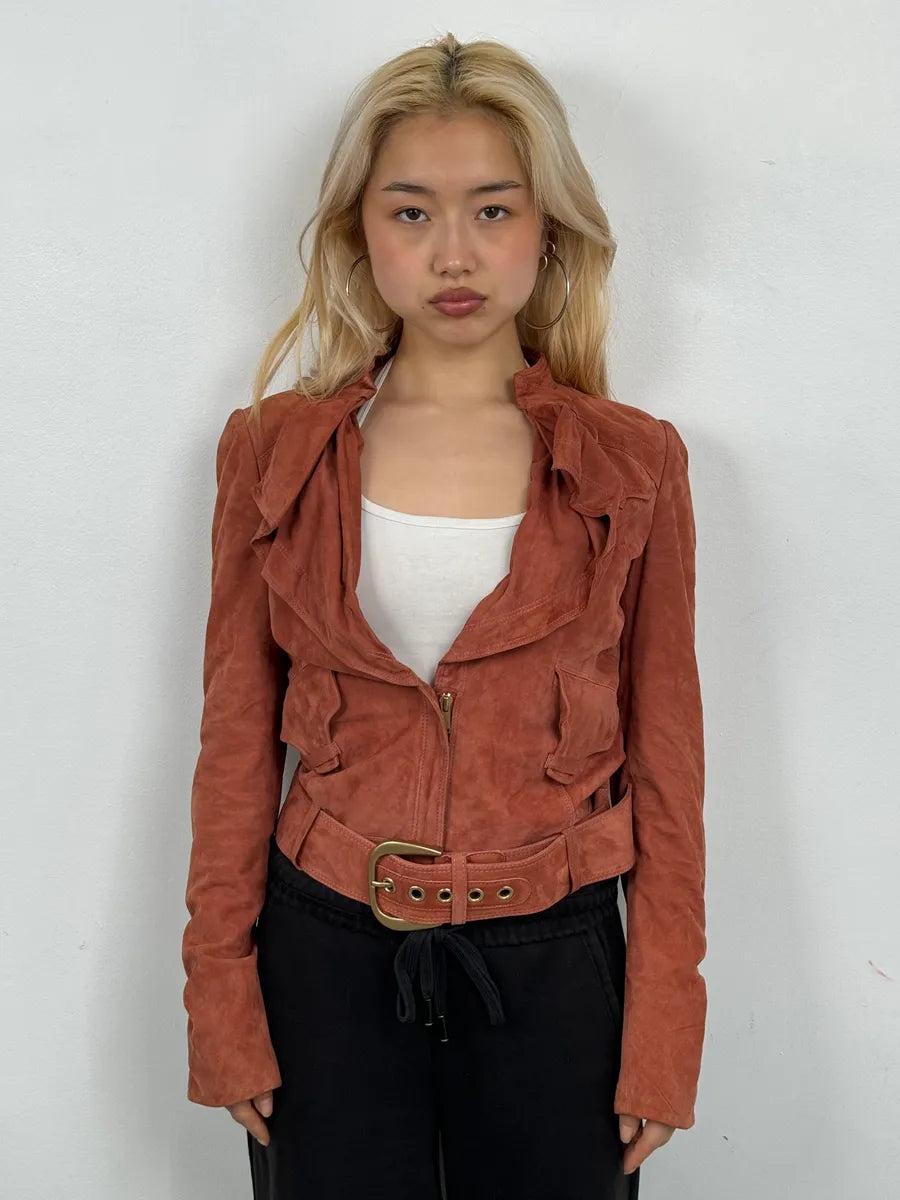 SS2004 Gucci Pink Suede Leather Jacket by Tom Ford XSjXTkJ 1