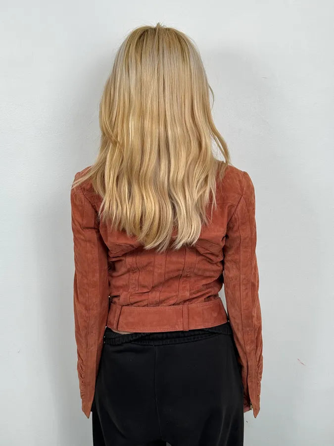 SS2004 Gucci Pink Suede Leather Jacket by Tom Ford XSjXTkJ 2