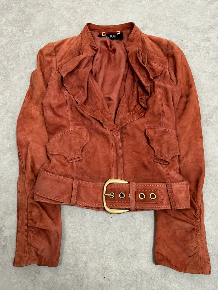 SS2004 Gucci Pink Suede Leather Jacket by Tom Ford XSjXTkJ 3