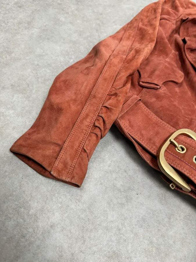 SS2004 Gucci Pink Suede Leather Jacket by Tom Ford XSjXTkJ 5