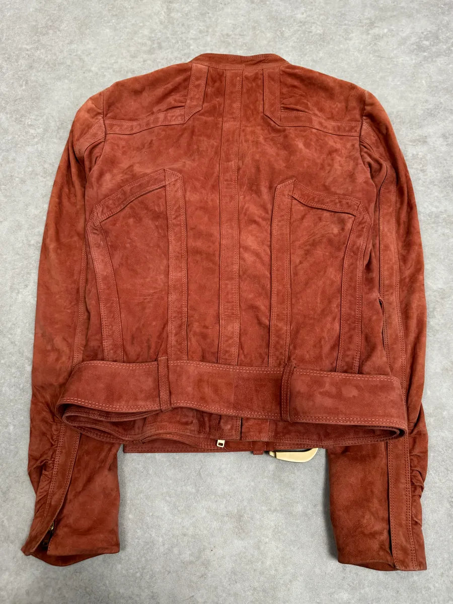 SS2004 Gucci Pink Suede Leather Jacket by Tom Ford XSjXTkJ 7