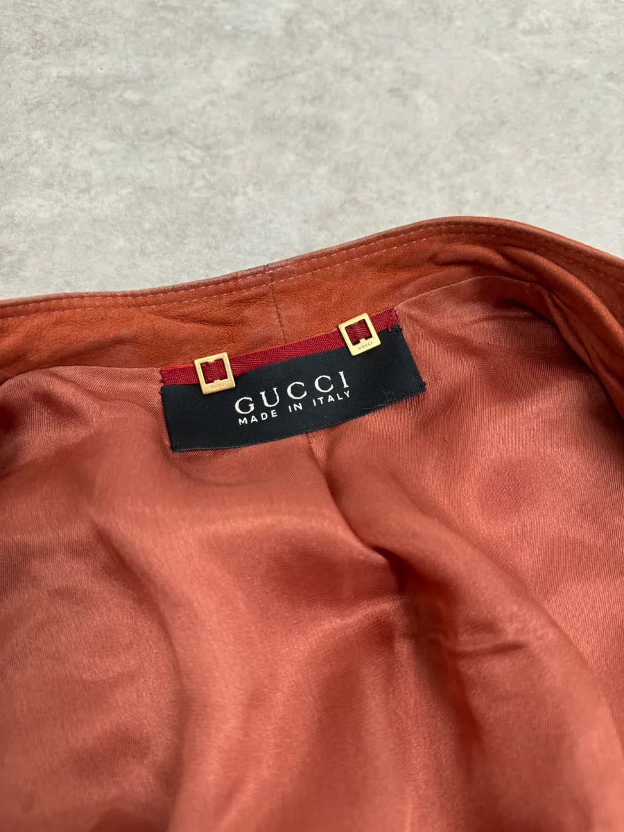 SS2004 Gucci Pink Suede Leather Jacket by Tom Ford XSjXTkJ 9