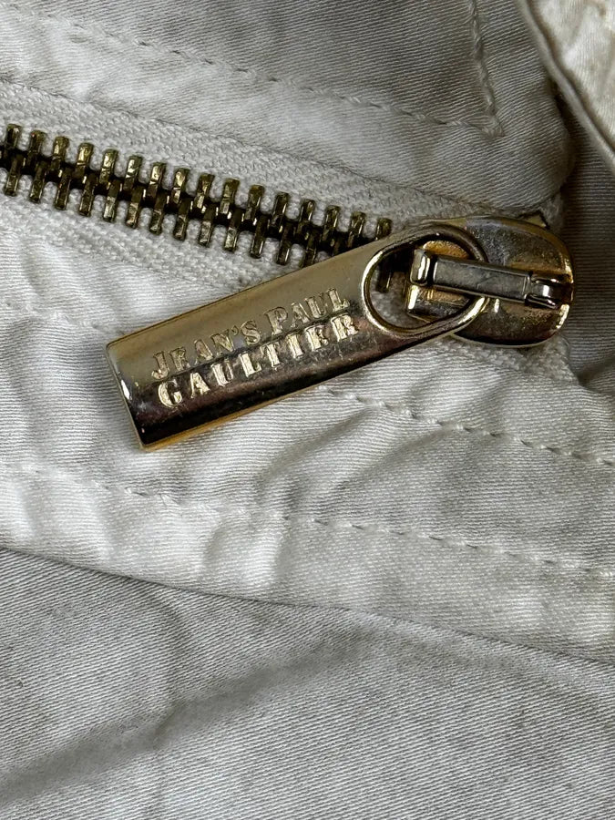 SS2004 Jean Paul Gaultier Creamy Brut Asymmetrical Bondage Jacket NGmTNZL 9