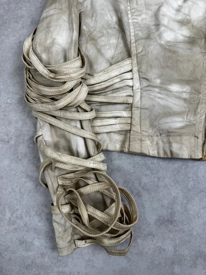 SS2004 Jean Paul Gaultier Creamy Brut Asymmetrical Bondage Jacket NGmTNZL 7