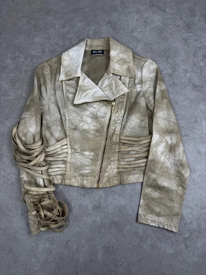 SS2004 Jean Paul Gaultier Creamy Brut Asymmetrical Bondage Jacket NGmTNZL 0