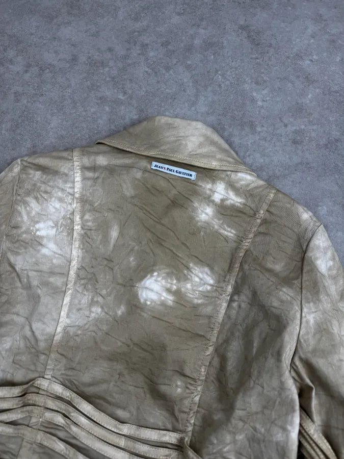 SS2004 Jean Paul Gaultier Creamy Brut Asymmetrical Bondage Jacket NGmTNZL 5