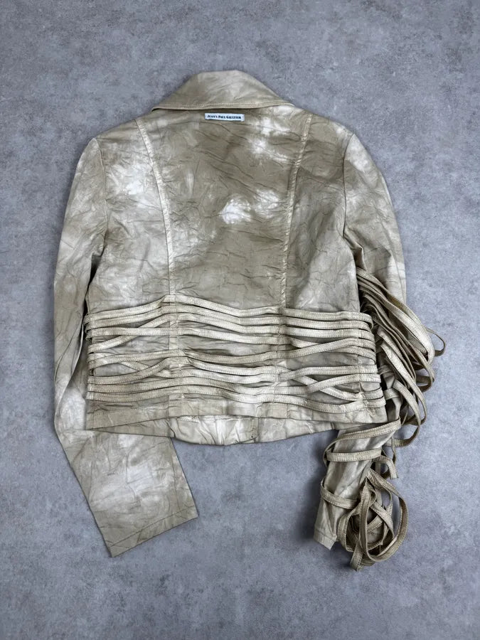 SS2004 Jean Paul Gaultier Creamy Brut Asymmetrical Bondage Jacket NGmTNZL 2