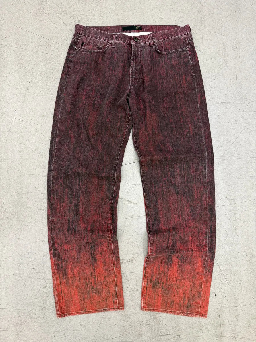 SS2004 Just Cavalli Ombre Red Cotton Faded Jeans MFJigOA 0