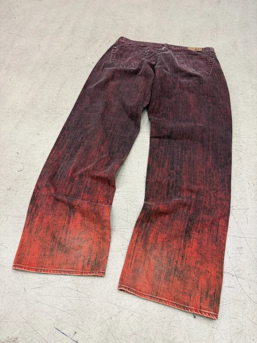 SS2004 Just Cavalli Ombre Red Cotton Faded Jeans MFJigOA 1