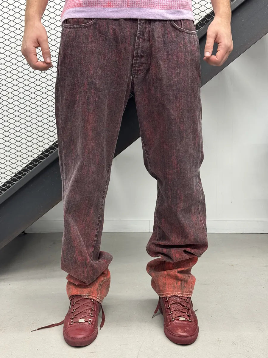 SS2004 Just Cavalli Ombre Red Cotton Faded Jeans MFJigOA 2