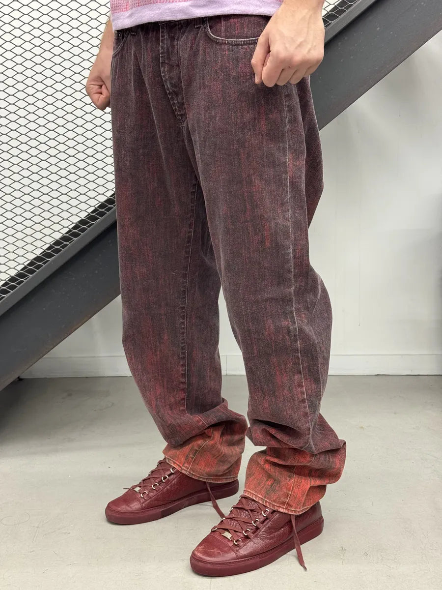 SS2004 Just Cavalli Ombre Red Cotton Faded Jeans MFJigOA 3