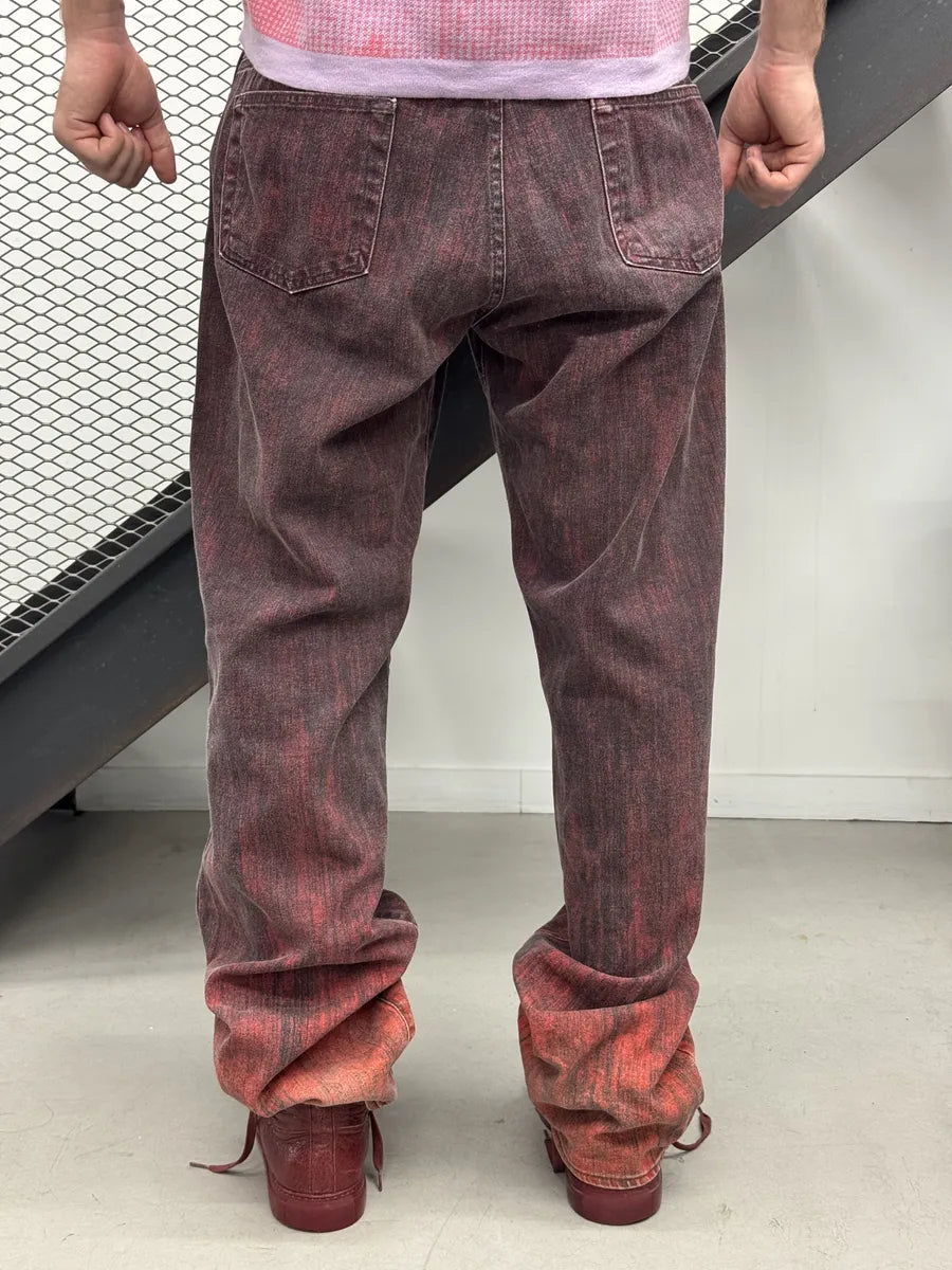 SS2004 Just Cavalli Ombre Red Cotton Faded Jeans MFJigOA 4
