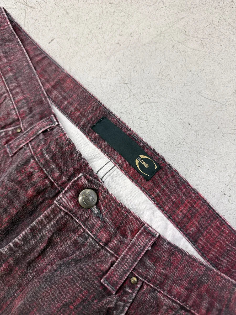 SS2004 Just Cavalli Ombre Red Cotton Faded Jeans MFJigOA 8