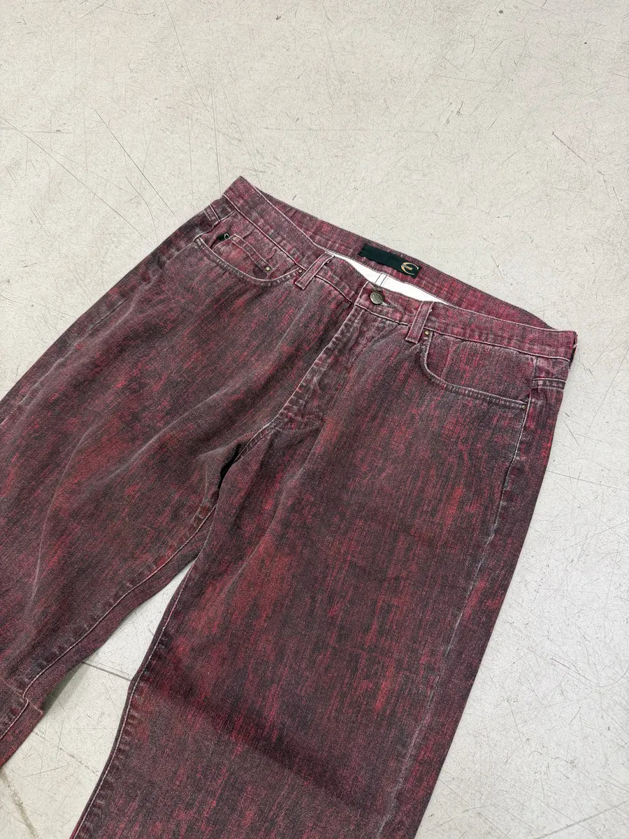 SS2004 Just Cavalli Ombre Red Cotton Faded Jeans MFJigOA 9