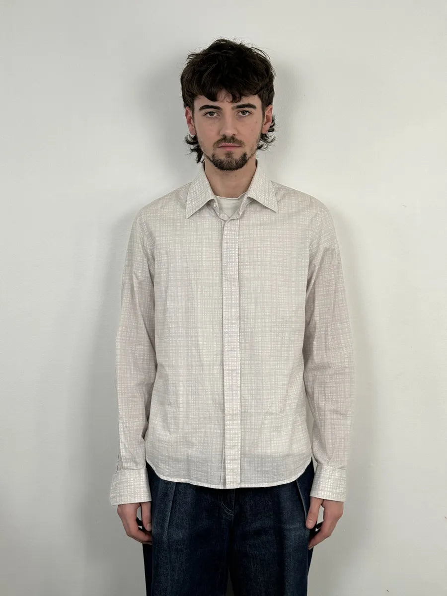 SS2004 Maison Martin Margiela White Checkered Signature Shirt YYsKwxo 2