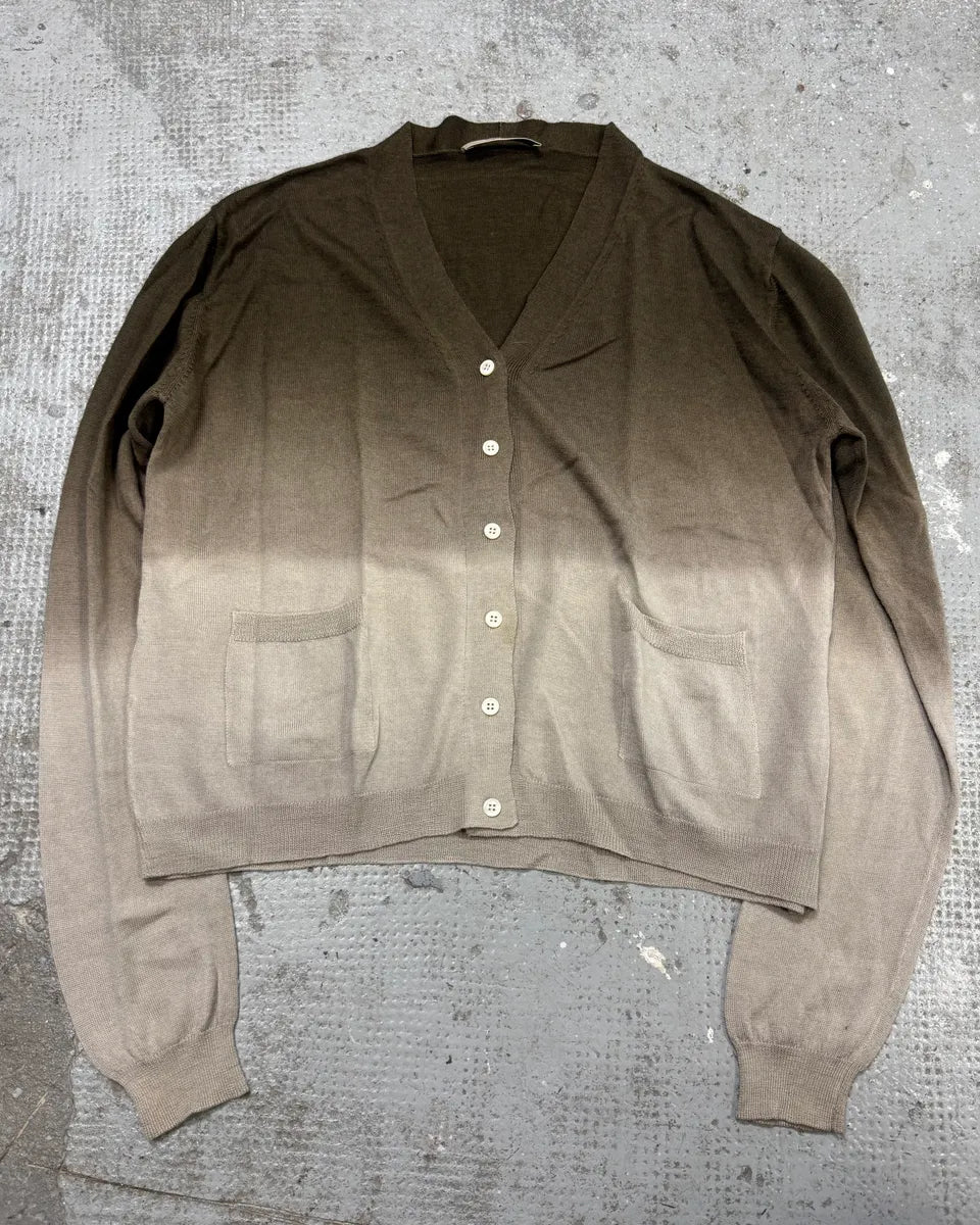 SS2004 Prada Brown Gradient Light Wool Cardigan zorFQNh 0