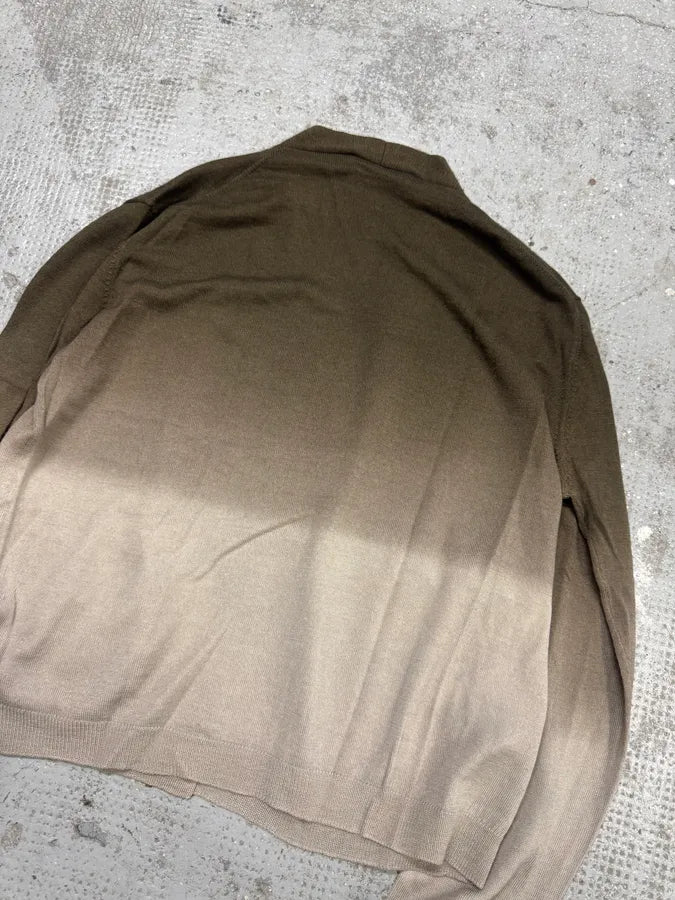 SS2004 Prada Brown Gradient Light Wool Cardigan zorFQNh 3