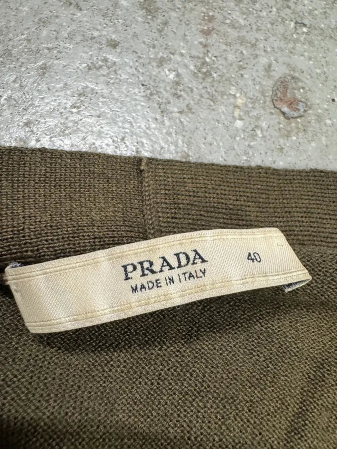 SS2004 Prada Brown Gradient Light Wool Cardigan zorFQNh 8