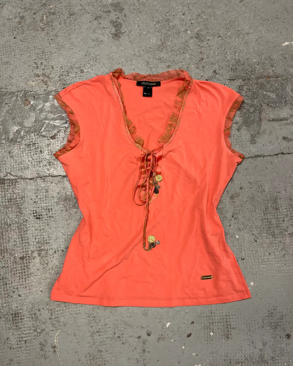 SS2004 Roberto Cavalli Pink Ornament Sleeveless Top ngPMMBl 2