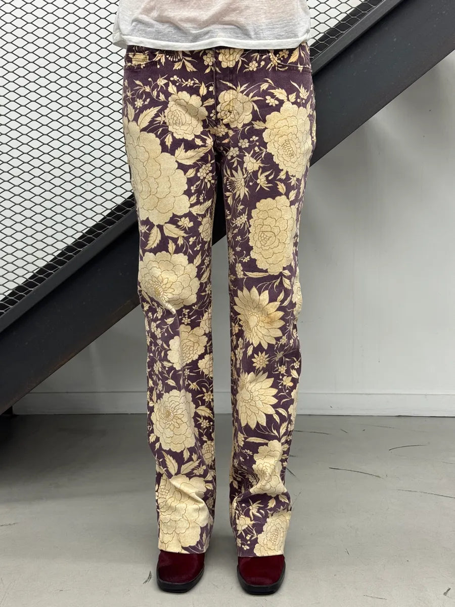 SS2004 Roberto Cavalli Purple Denim Floral Jeans mJYnlAqv 3