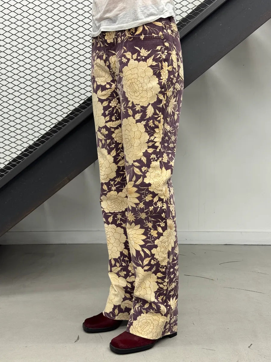 SS2004 Roberto Cavalli Purple Denim Floral Jeans mJYnlAqv 4