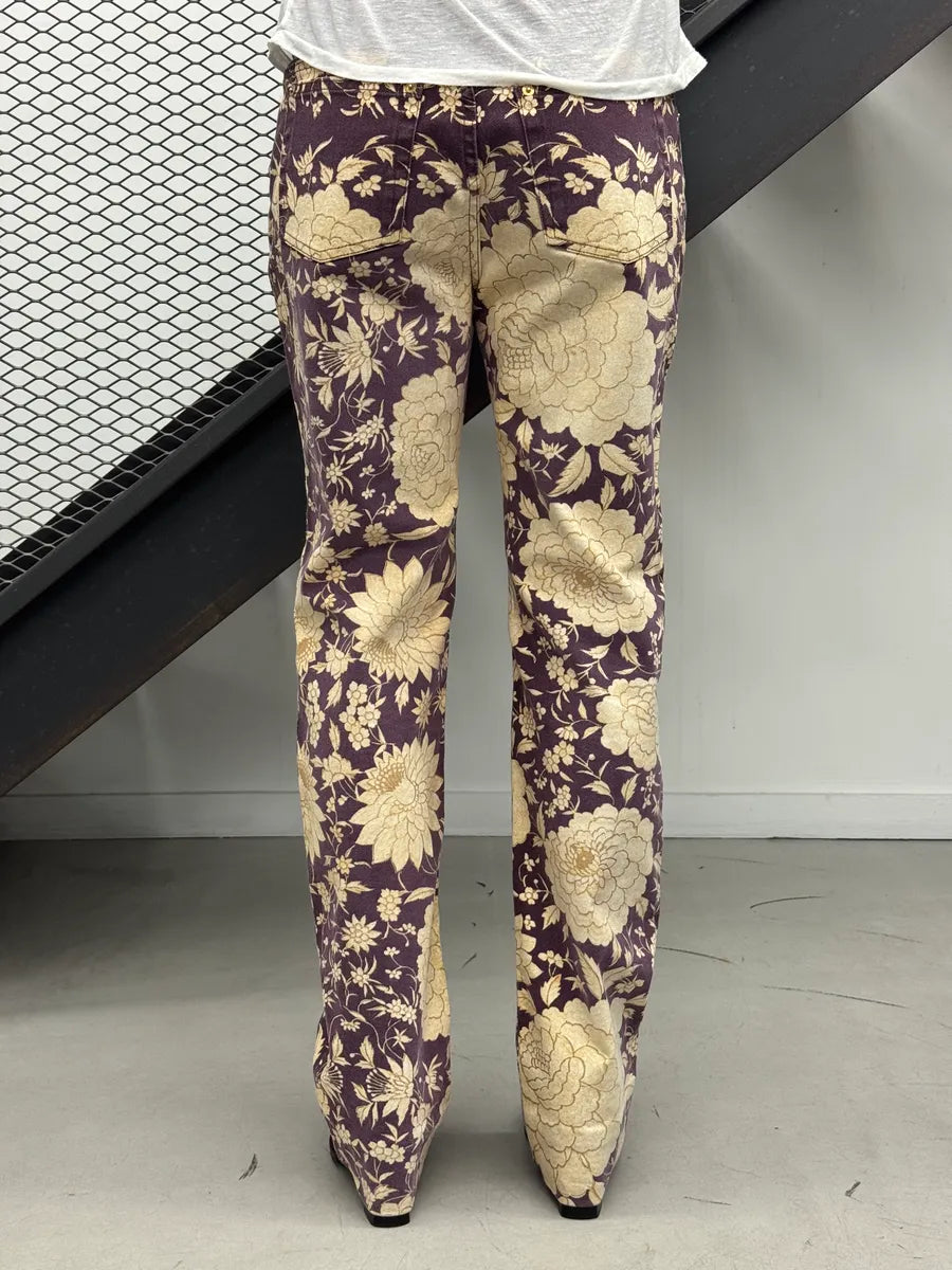 SS2004 Roberto Cavalli Purple Denim Floral Jeans mJYnlAqv 5