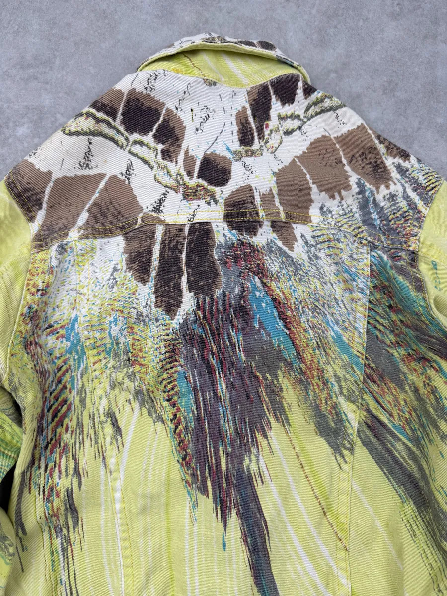 SS2004 Roberto Cavalli Yellow Psycho Feather Cropped Jacket iOwooFg 6