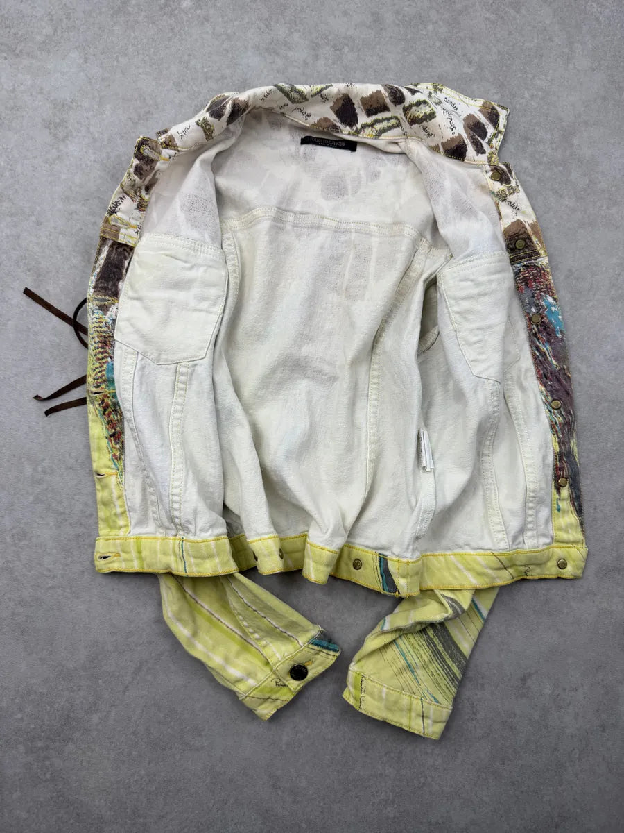 SS2004 Roberto Cavalli Yellow Psycho Feather Cropped Jacket iOwooFg 7