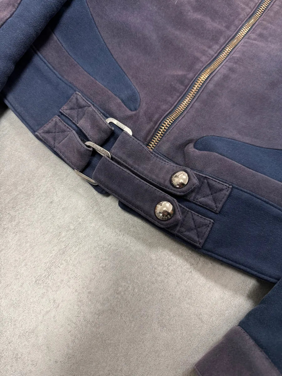 SS2004 Versace Pro Navy & Purple Biker Jacket (S) YuwiTnu 4