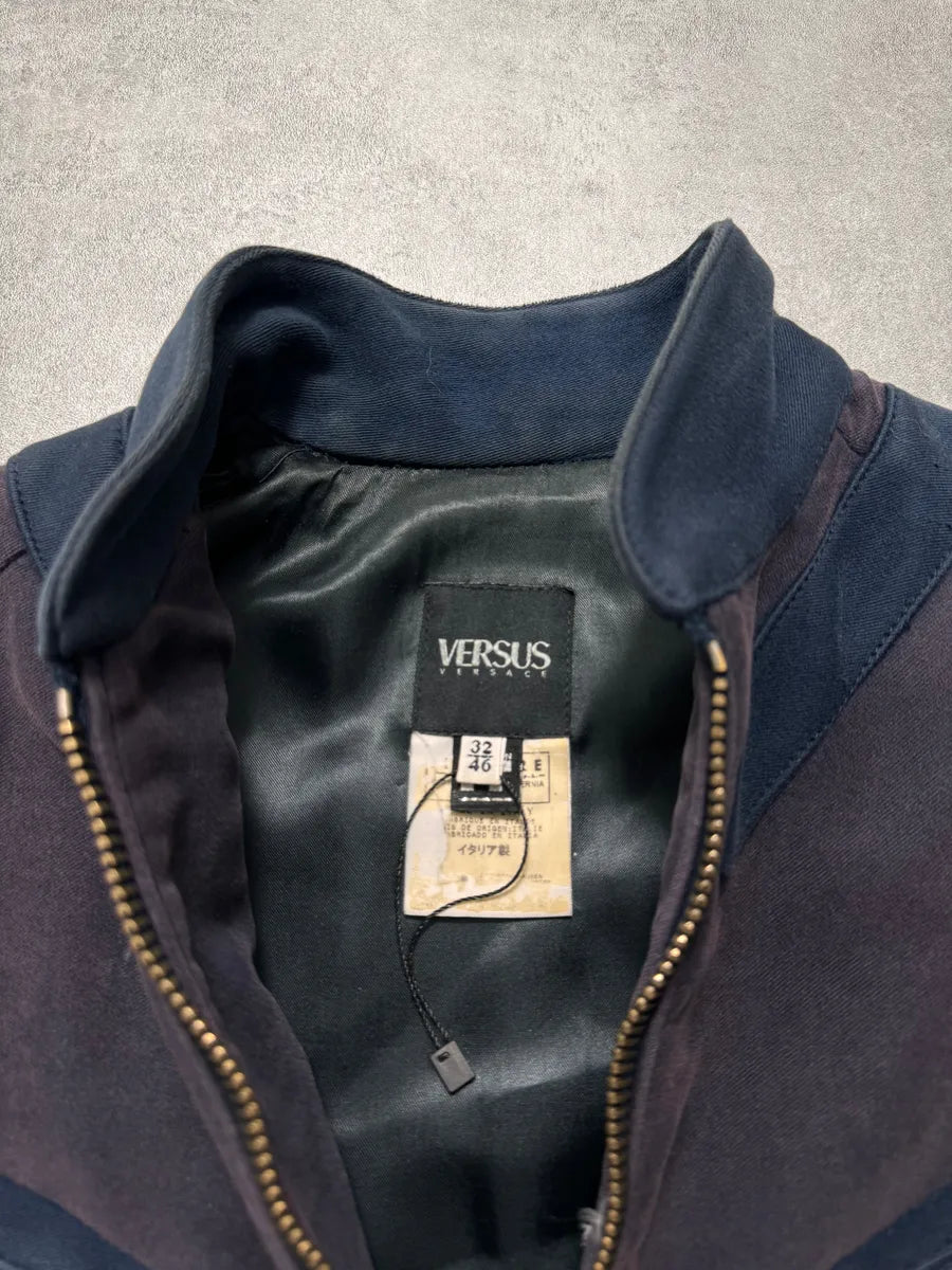 SS2004 Versace Pro Navy & Purple Biker Jacket (S) YuwiTnu 5