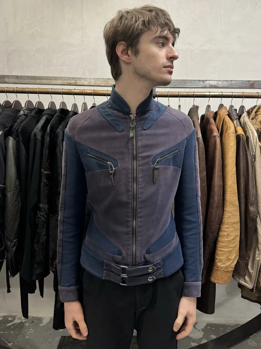 SS2004 Versace Pro Navy & Purple Biker Jacket (S) YuwiTnu 1