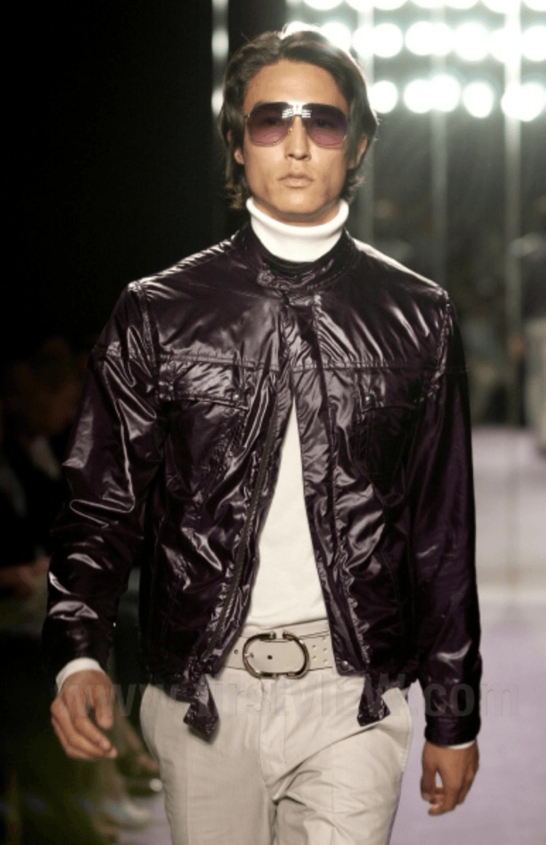 SS2004 Yves Saint Laurent Navy Shiny Cargo Jacket OYPcDTa 1