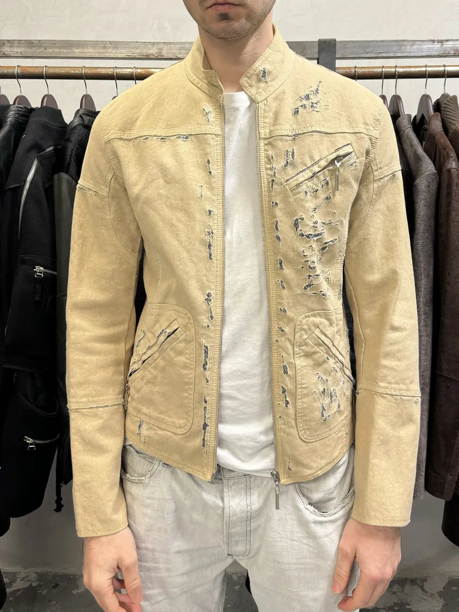 SS2005 Cavalli Apocalyptic Beige Denim Jacket (M) aJNPMTN 1