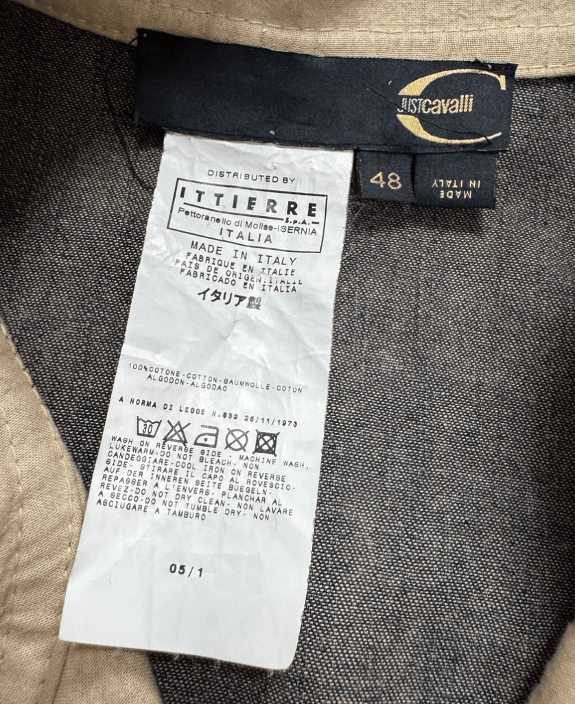 SS2005 Cavalli Apocalyptic Beige Denim Jacket (M) aJNPMTN 11