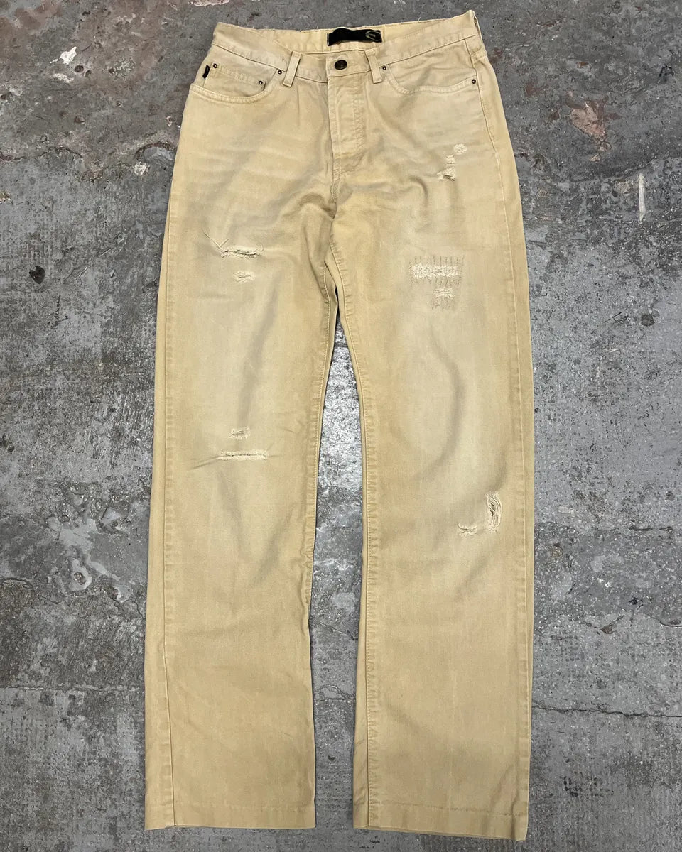 SS2005 Cavalli Beige Distressed Relaxed Pants (XS/S) CjtjDIP 0