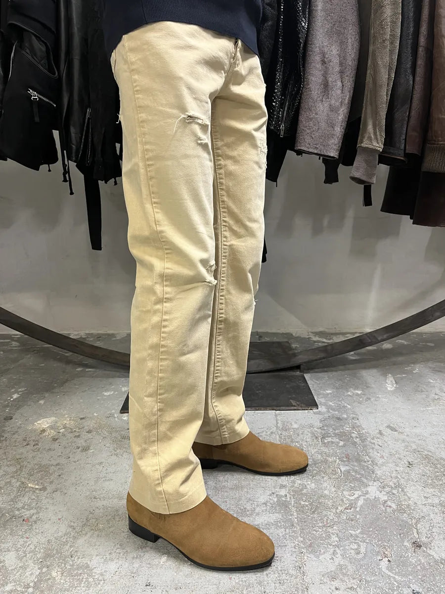 SS2005 Cavalli Beige Distressed Relaxed Pants (XS/S) CjtjDIP 1