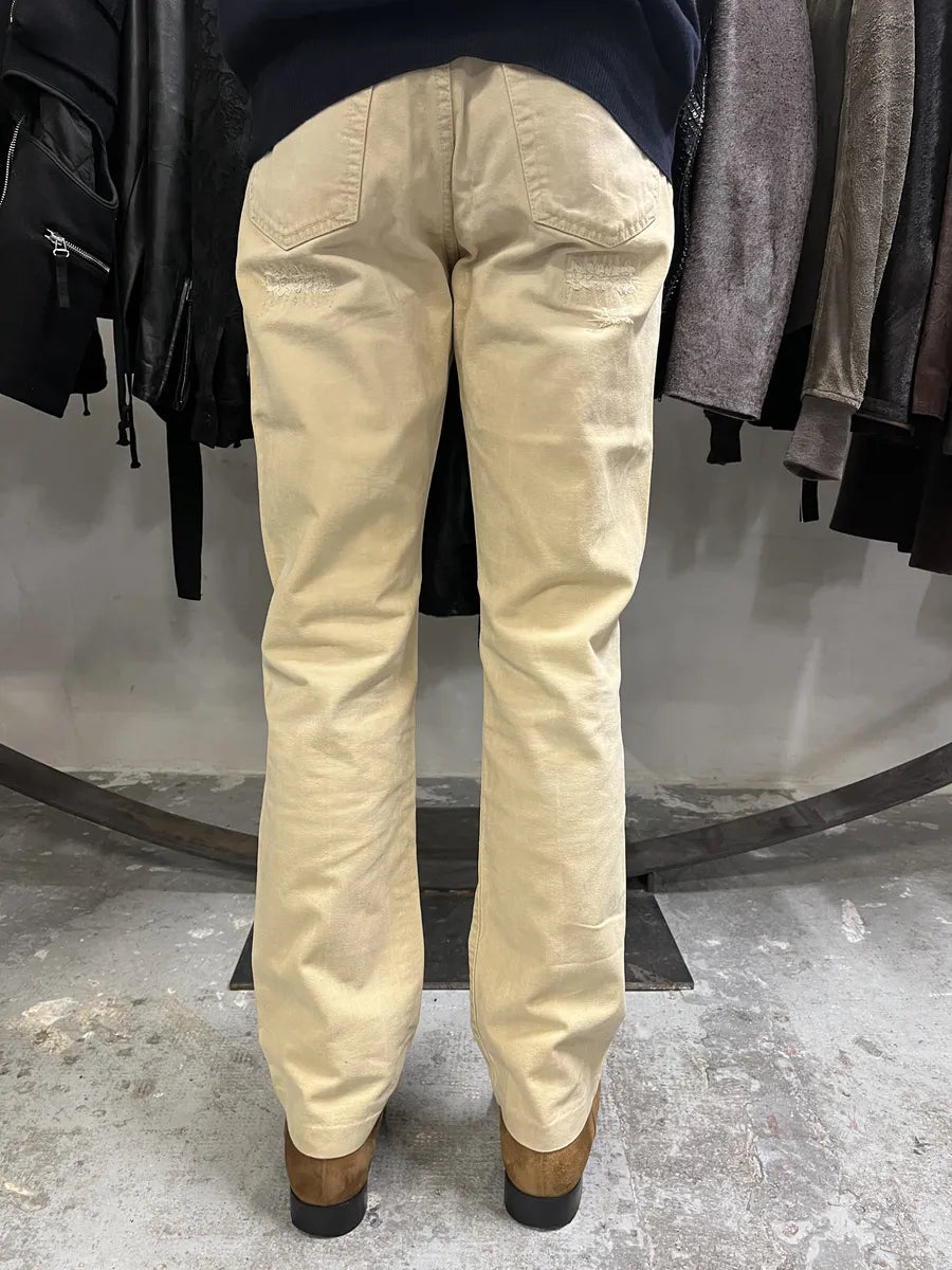 SS2005 Cavalli Beige Distressed Relaxed Pants (XS/S) CjtjDIP 2