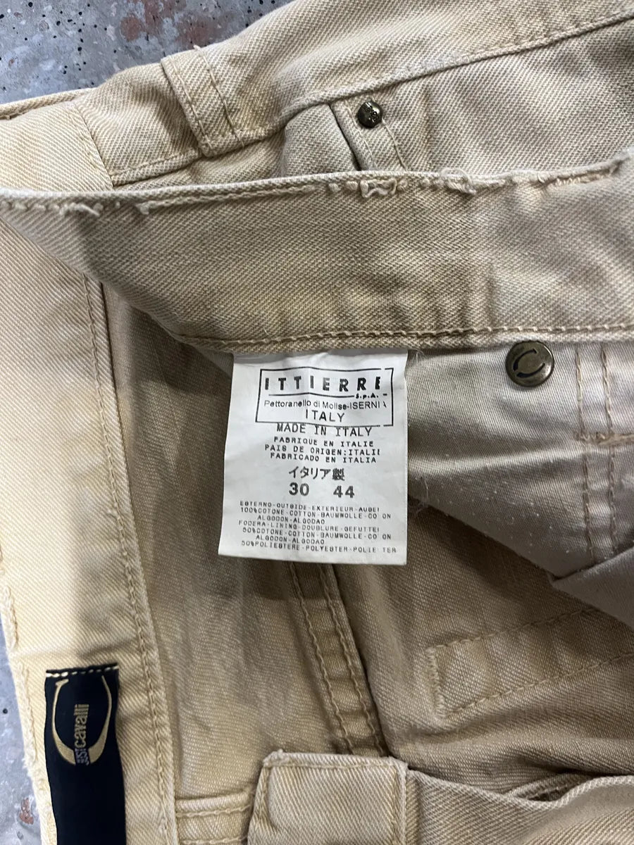 SS2005 Cavalli Beige Distressed Relaxed Pants (XS/S) CjtjDIP 7