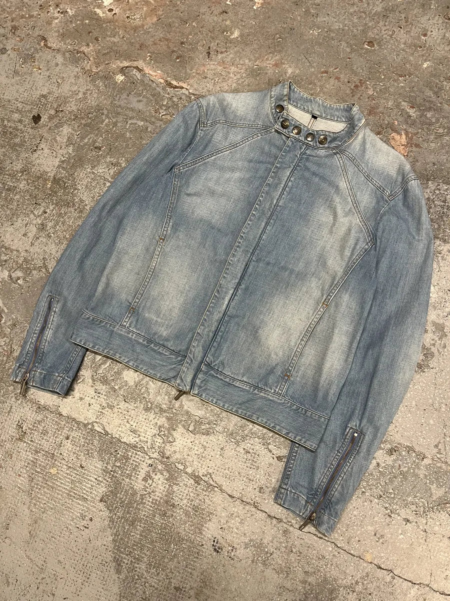 SS2005 Cavalli Biker Light Blue Denim Jacket (M) yNIOYyf 10